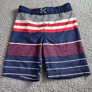 Ocean Pacific Swim Trunks Boys Small 6/7  Swimsuit Board Shorts Red White‎ Blue